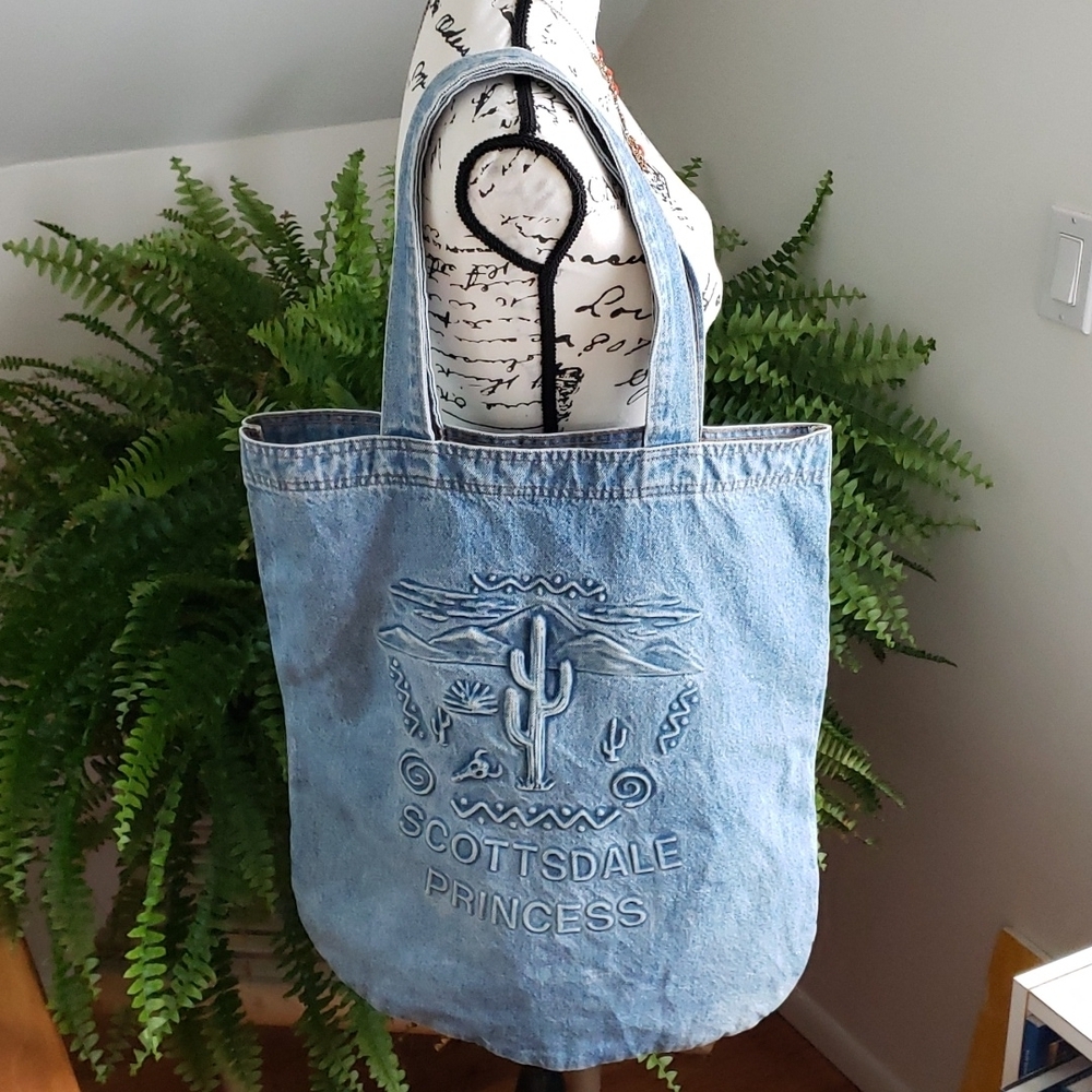Vintage "Scottsdale Princess" Denim Tote Bag Made In Usa.